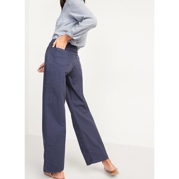 Old Navy Pants 16 Women's Extra High Rise Wide Leg Khaki Chino cotton Stretch - Picture 1 of 9